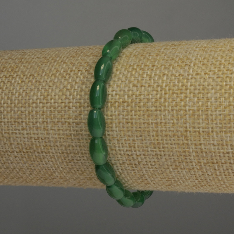 Brățară cu crizoprază baril, diametrul 9×6 mm, lungime 18 cm, elastic