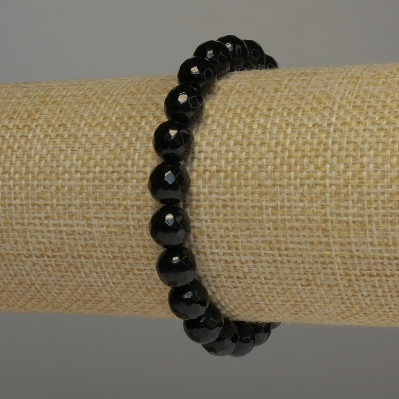 Браслет Агат гранована кулька, діаметр 8мм+-, довжина 18см стрейч