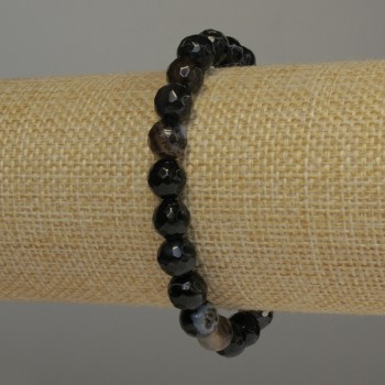 Brățară din agată facetată, diametrul 8 mm, lungime 18 cm, elastică