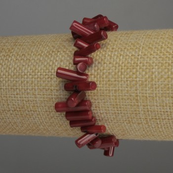 Brățară din coral în formă de coloane, diametrul 8–15×3–5 mm, lungime 18 cm, extensibilă