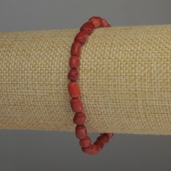 Brățară din coral – mărgele rotunjite, diametrul 6–7×5 mm, lungime 18 cm, elastic
