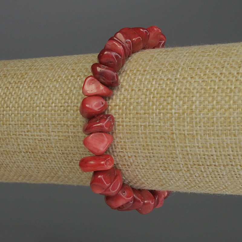 Brățară din fragmente de coral, diametrul 9-12×5-7 mm, lungimea 18 cm, elastică