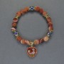 Brățară din agat portocaliu cu bile netede, diametru 8 mm ±, cloisonné 10×8 mm ±, lungime 18 cm, elastic