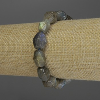 Brățară din labradorit cu fațete, diametru 14x10 mm, lungime 18 cm, pe bază elastice
