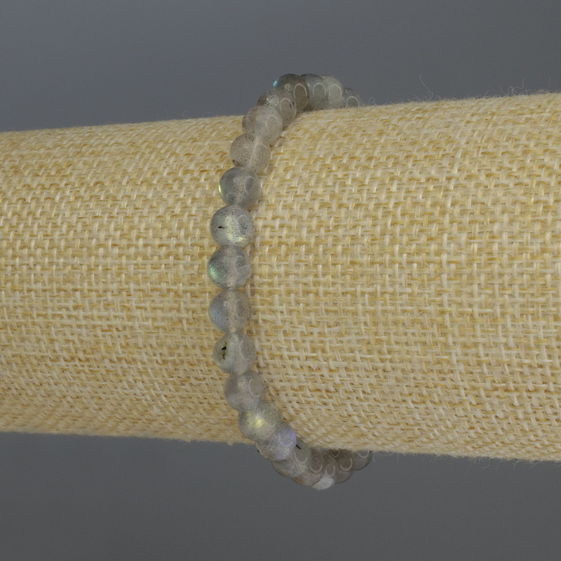 Brățară din labradorit, bile netede, diametru de 6 mm, lungime 18 cm, pe elastic