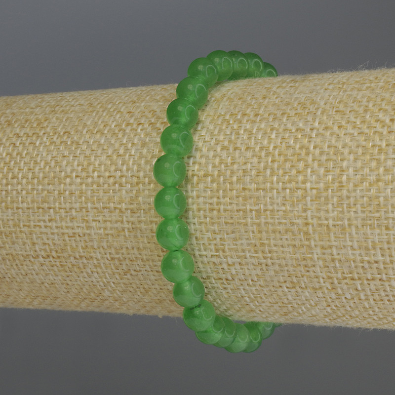 Brățară cu crizopraz, bile netede de 6 mm, lungime 18 cm, elastică
