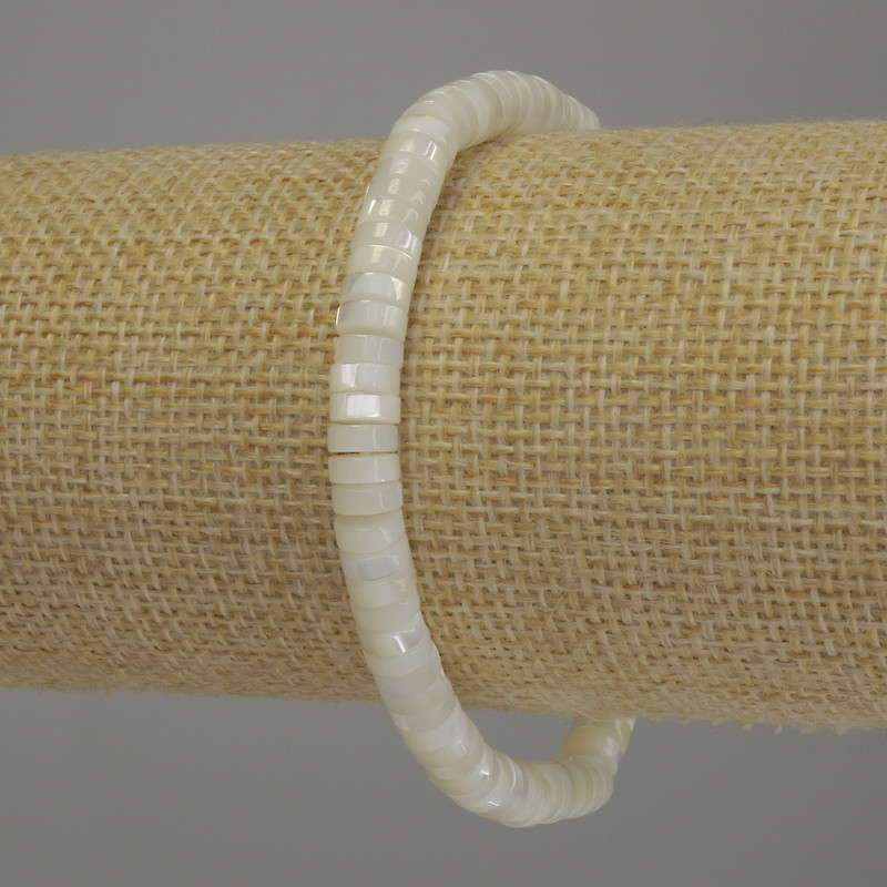 Brățară din sidef rondel, diametru 6x2 mm, lungime 18 cm, elastică