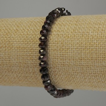 Brățară din granat, rondeluri tăiate, diametrul 6×4 mm, lungime 18 cm, elastică