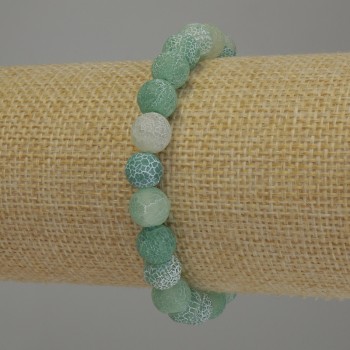 Brățară din agat înghețat cu bile netede, diametru 8 mm, lungime 18 cm, elastic