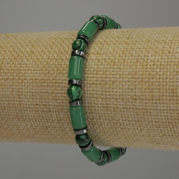 Браслет Асорті гладка кулька, діаметр 6 рондель 6х2мм+- циліндр 10х6мм+-, довжина 18см стрейч