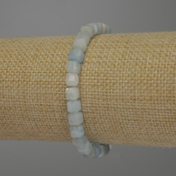 Brățară Morganit cuburi facetate, diametrul 6x5 mm, lungime 18 cm, pe elastic