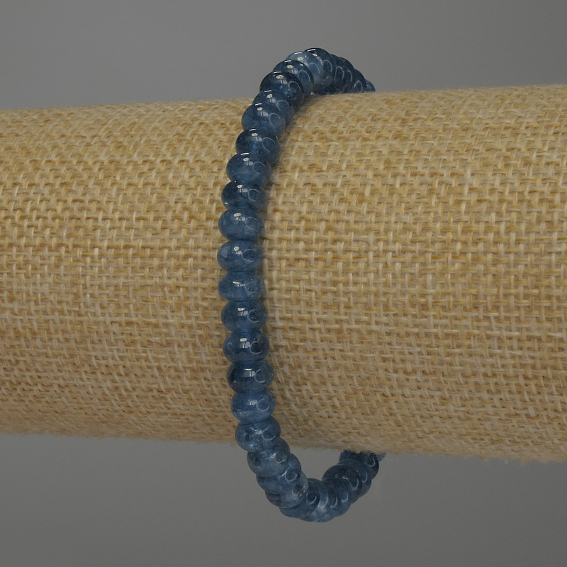 Brățară cu acvamarin rondel, diametrul 6x4 mm, lungime 18 cm, pe elastic