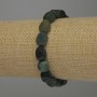 Brățară din jasp verde, mărgele tăiate, diametrul 10–12×10 mm, lungime 18 cm, pe elastic