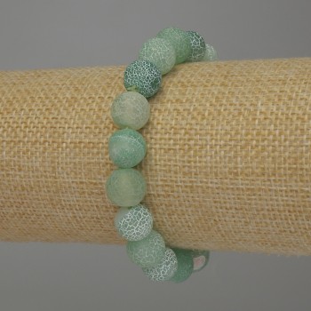 Brățară din agat înghețat, mărgele netede de 10 mm, lungime 18 cm, pe elastic