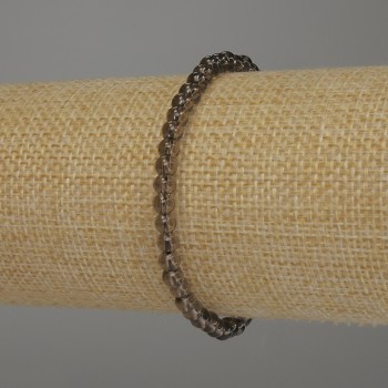 Brățară cu topaz fumuriu, bile netede, diametrul 4 mm, lungime 18 cm, pe elastic