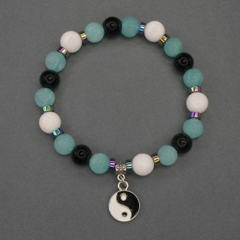 Браслет Асорті гладка кулька, діаметр 8мм+- рондель 5х2мм+-, довжина 18мм+- стрейч