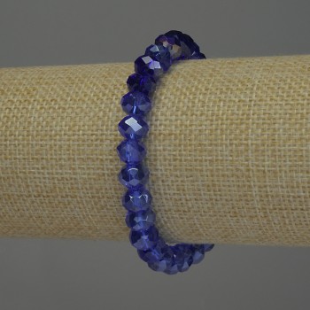 Brățară din cristal ceh, rondeluri tăiate, diametru 8×6 mm, lungime 18 cm, șnur elastic