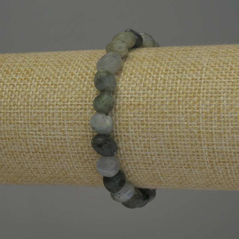 Brățară din labradorit, fațetată, diametru 8x8 mm ±, lungime 18 cm, elastic