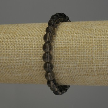 Brățară cu topaz fumuriu, bile lucioase, diametrul 8 mm, lungime 18 cm, elastică