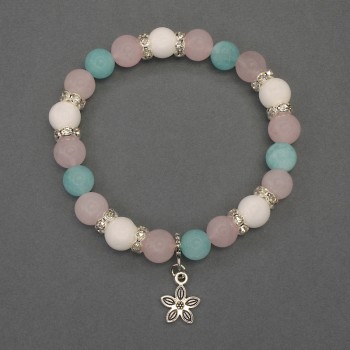 Браслет Асорті гладка кулька, діаметр 8мм+-з металевими вставками, довжина 18мм+- стрейч