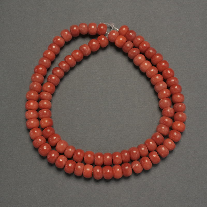 Mărgele din coral portocaliu (artificial) rondel neted, diametrul 6×4 mm, lungime 40 cm, pe fir