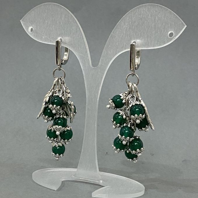 Cercei «Grona Ochi de Pisică» cu bile de 6 mm, lungime 57 mm