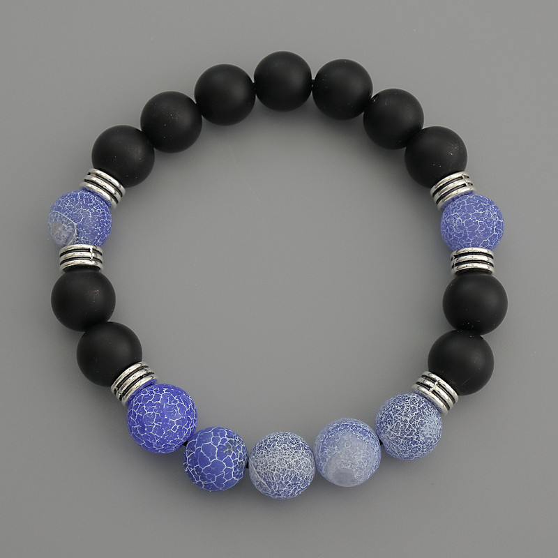 Brățară asortată cu bile netede, diametru 10 mm ±, cu inserții metalice, lungime 18 cm, elastică