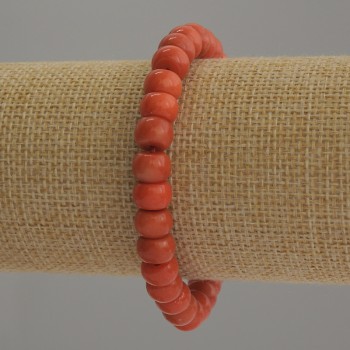 Brățară din coral artificial rondelle, diametru 8×6 mm, lungime 18 cm, elastic