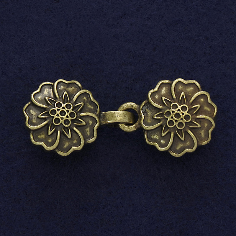 Broșă-clip pentru cardigan, culoare bronz, diametrul 21 mm +-, lungimea 52 mm+