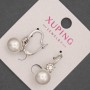 Cercei Xuping rodiu cu perlă de Mallorca, diametrul 10 mm și strasuri albe, lungime 23 mm +