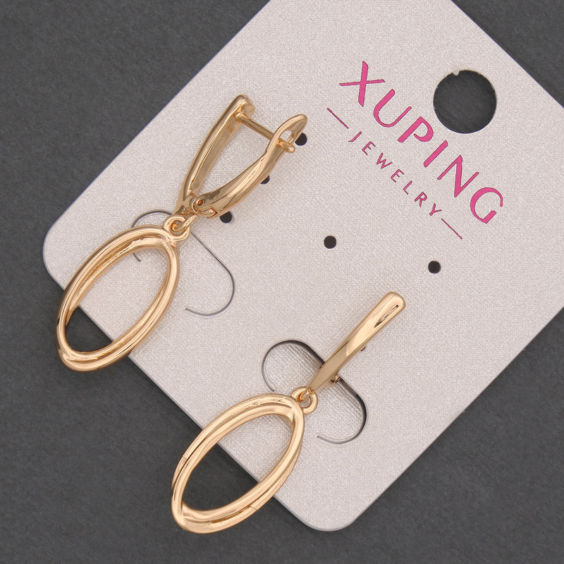 Cercei Xuping, diametrul 12 mm, lungimea 35 mm, placare cu aur 18K