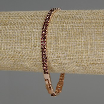 Brățară Xuping placare cu aur 18K, cristale roșii, grosime 4,5 mm, lungime 17–19 cm