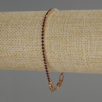 Brățară Xuping placare cu aur 18K, cristale roșii, grosime 2,0 mm, lungime 17–19 cm