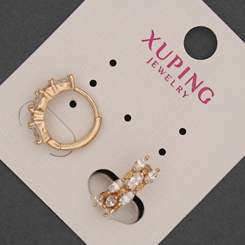 Cercei Xuping, inele cu pietre albe, diametrul 5 mm ±, lungimea 15 mm ± Placare cu aur 18K