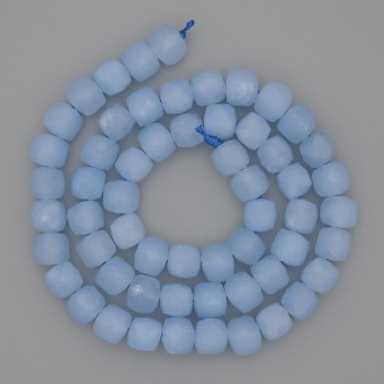 Mărgele de acvamarin tăiate cub, diametru 7×7 mm, lungime 39 cm, pe șnur