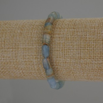 Brățară din calcit albastru, mărgele cilindrice, diametrul 9×6 mm, lungime aproximativă 18 cm, pe elastic