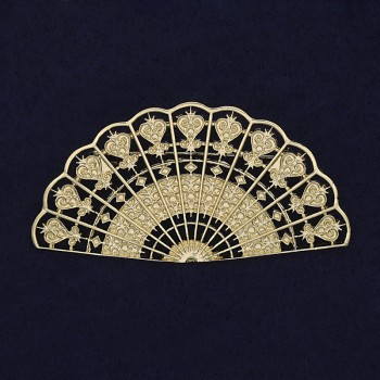 Broșă în formă de evantai, culoare aur mat, metal auriu, 62×32 mm+