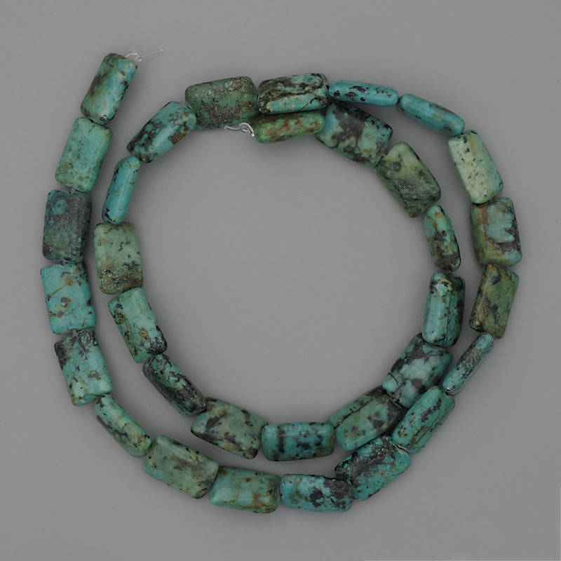 Mărgele din turcoaz african dreptunghiulare, dimensiuni 12×8 mm, pe fir, lungime 40 cm +