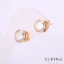 Cercei stud Xuping cu pietre albe, diametru 10 mm, placare cu aur 18K