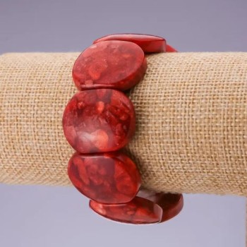 Brățară din coral burete pe elastic, zale 28×24 mm, lungime 18,5 cm