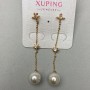 Cercei Xuping cu perle Mallorca, diametru 8 mm ±, lungime 45 mm ±, placare cu aur 18K