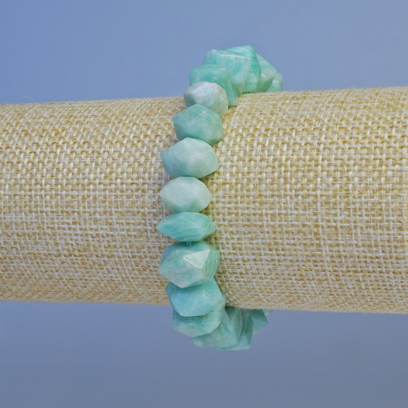 Brățară din amazonit, rondelle facetate, diametrul 10x6 mm, lungime 18 cm, extensibilă
