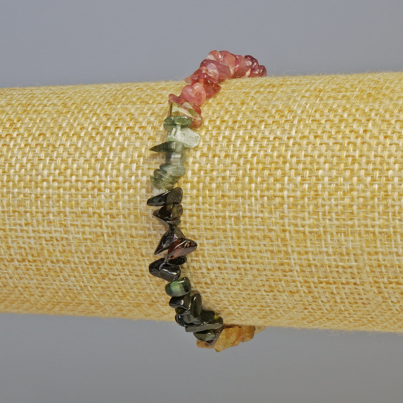 Brățară din turmalin natural, granule de piatră 6×2 mm ±, pe bază elastică, lungime 18 cm+
