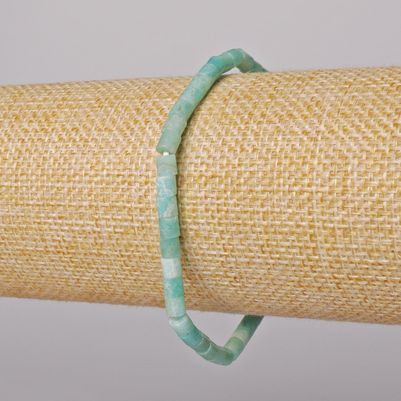 Brățară din amazonit cilindrică, diametrul 4x4 mm, lungime 18 cm, pe elastic