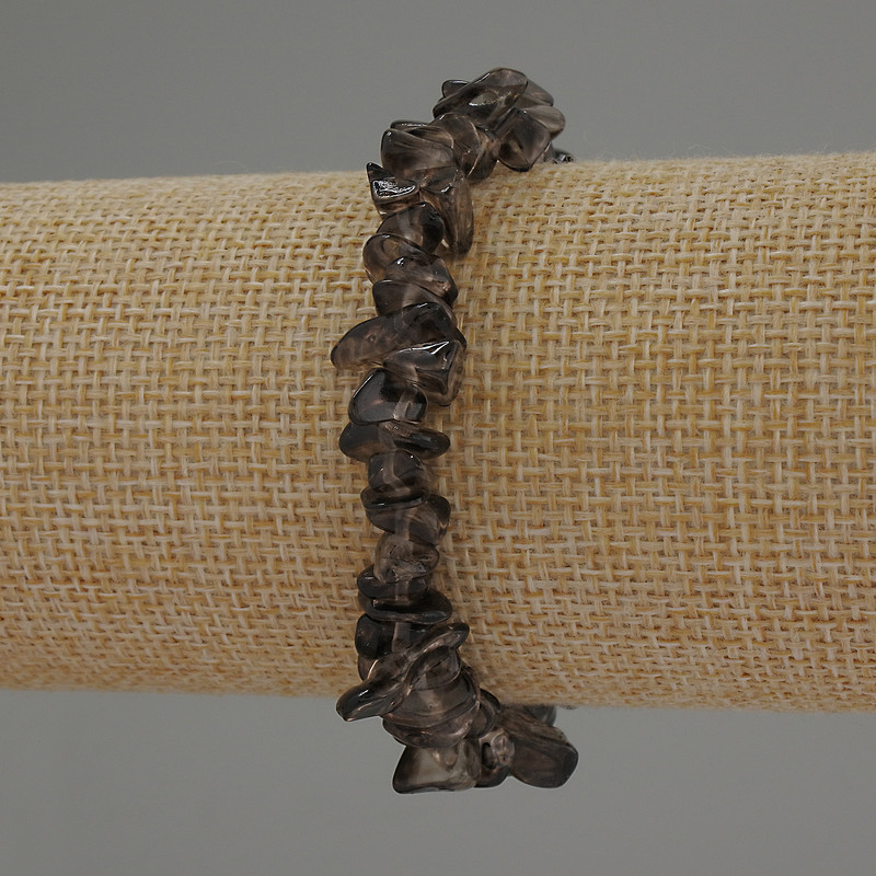 Brățară cu topaz fumuriu, fragmente, diametrul 7–10×2–4 mm, lungime 18 cm, elastic