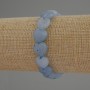 Brățară din acvamarin în formă de inimă, diametrul aproximativ 12 mm, lungime 18 cm, elastică