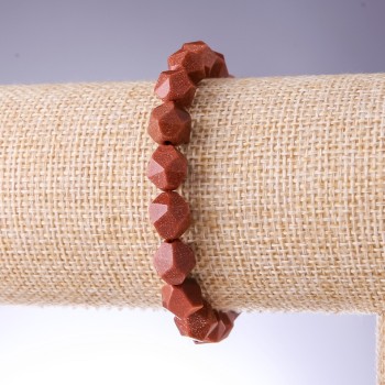 Brățară cu aventurin (sintetic) „nisip de aur” multifacetată, diametrul 8×10 mm