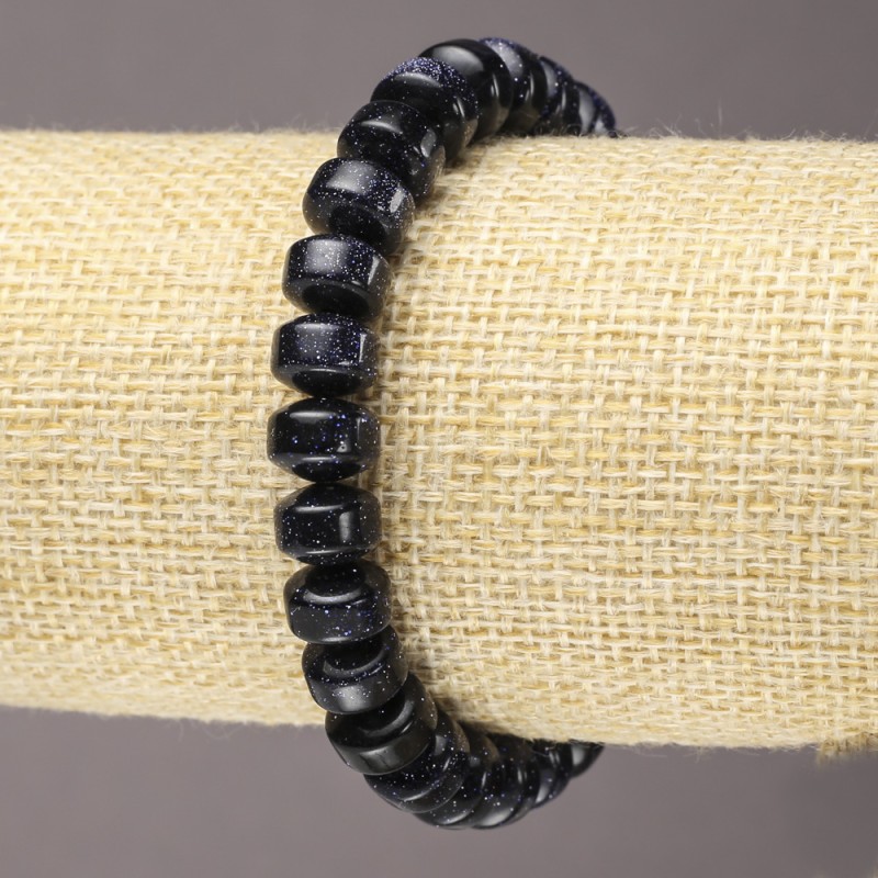 Brățară pe elastic Aventurin albastru Noaptea Cairo (presat) rondelle netede, diametrul 9x7 mm+
