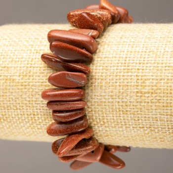 Браслет Авантюрин Золотий Пісок крихта "голка" на резинці d 14-26х4-6(+-)мм обхват 18см