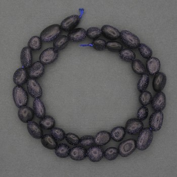 Perle din piatră sintetică Aventurin – nisip albastru, cu fațete, diametrul 9-12×8 mm, pe fir, lungime 41 cm+